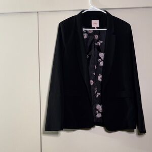 CAbi Black Blazer with Floral Interior